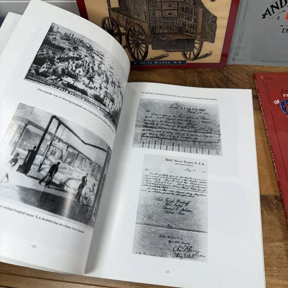 Signed Civil War Medicine 4 Book Lot + Postcard Dammann/ Wilbur History Resource